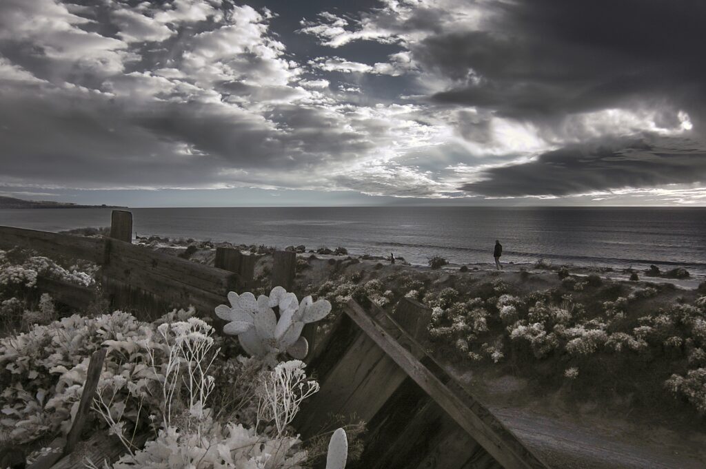 infrared-seascape-man-walking-coastal